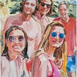 portrait of five people at the beach