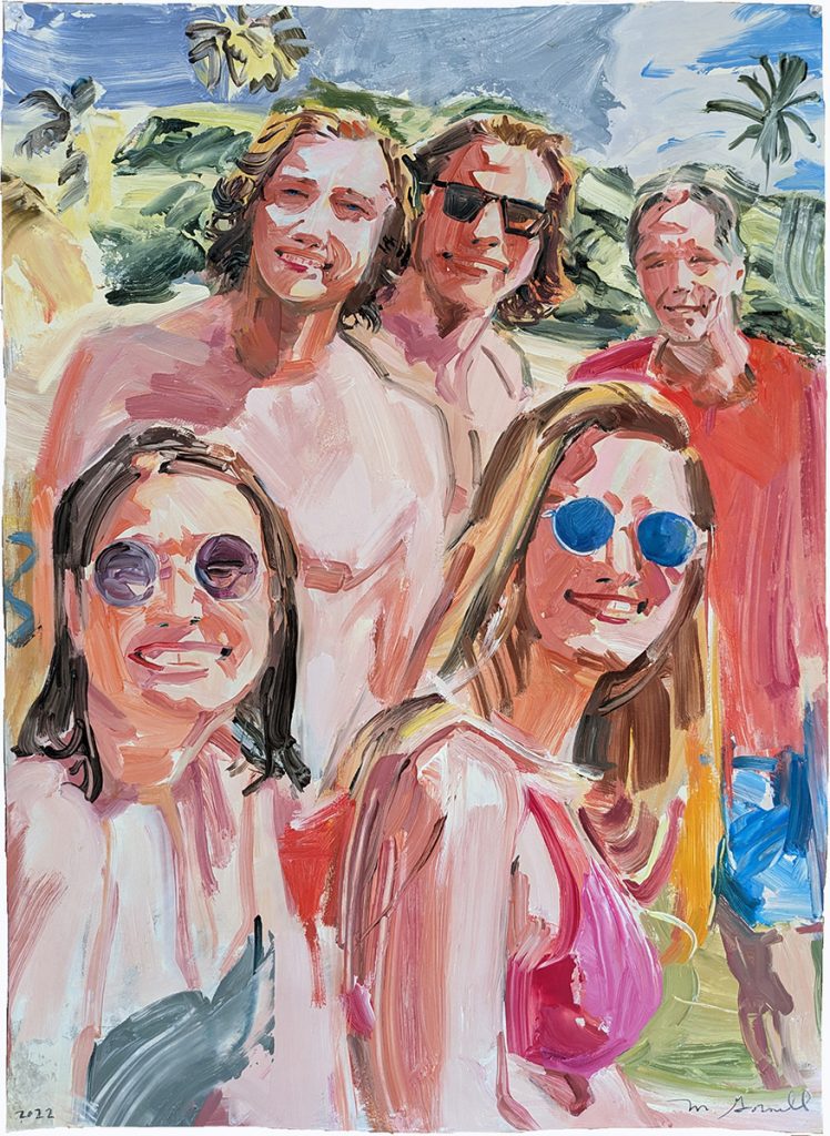 portrait of five people at the beach