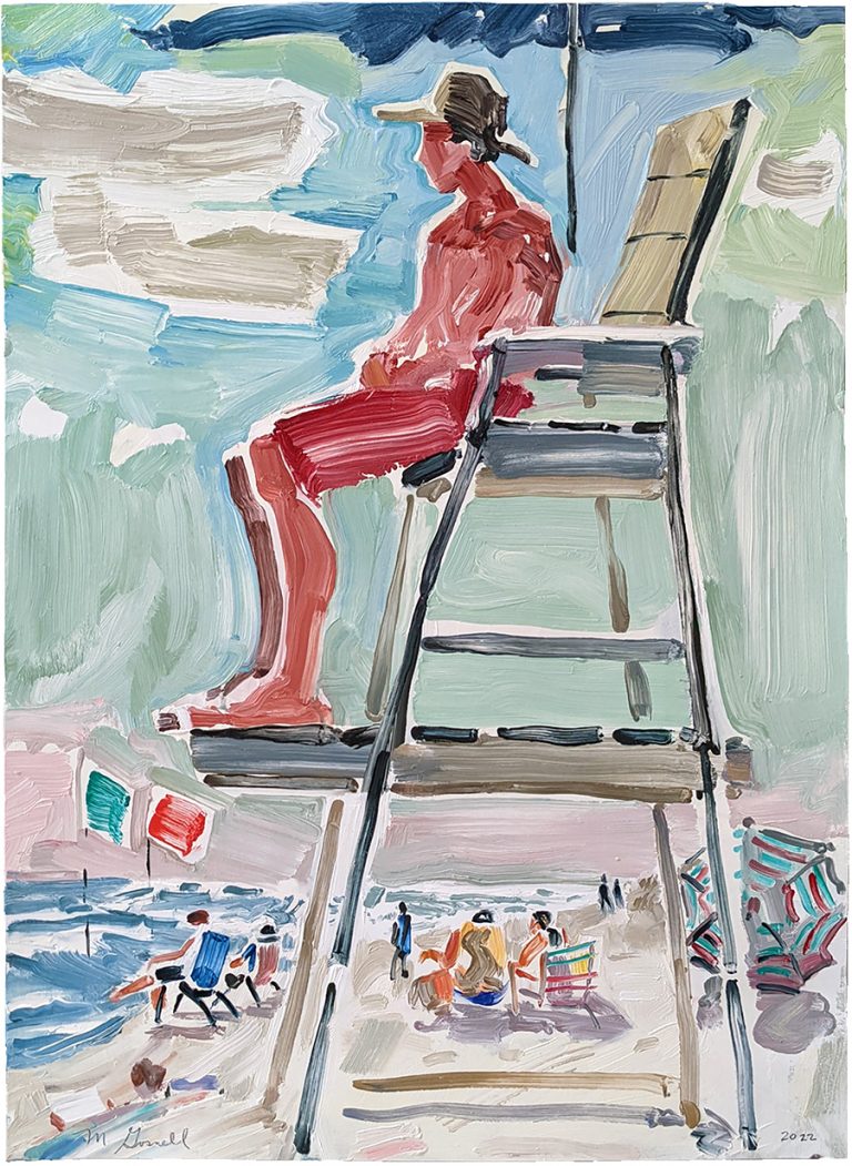 Lifeguard on the stand at the ocean